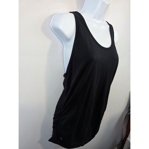 Athleta Black Ruched Side Racerback Tank Top Athletic Workout Womens Size L /B80 - Picture 2 of 6